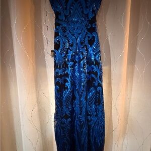Elegant Blue Velvet Dress